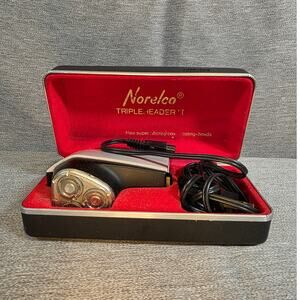 Vintage Norelco Tripleheader III 3 Electric Razor W/ Case HP1122 TESTED - WORKS